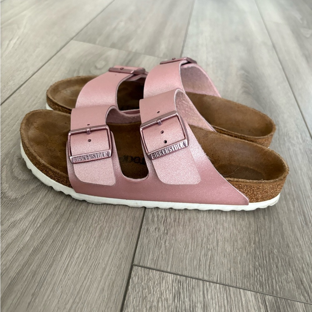 Birkenstock Womens Size 38/7-7,5 Arizona Icy Metallic Old Rose Sandals - Picture 5 of 11